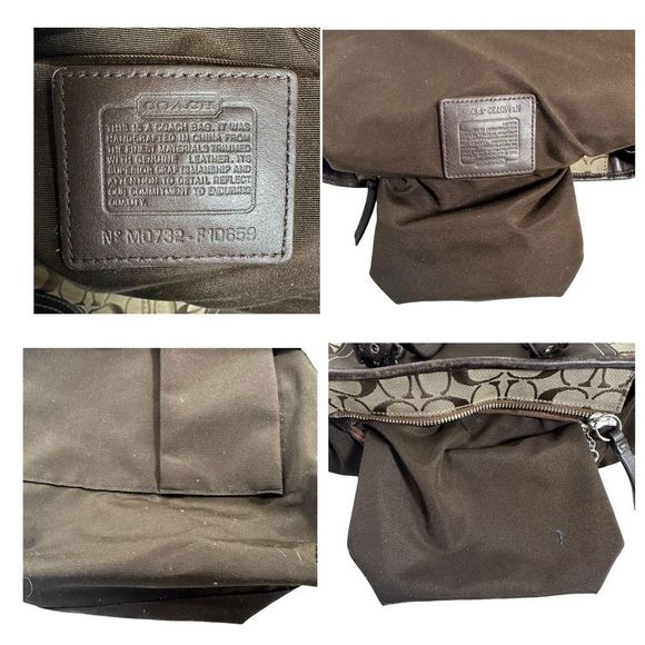 COACH Signature C Jacquard Canvas Leather Tote Bag - Picture 10 of 11